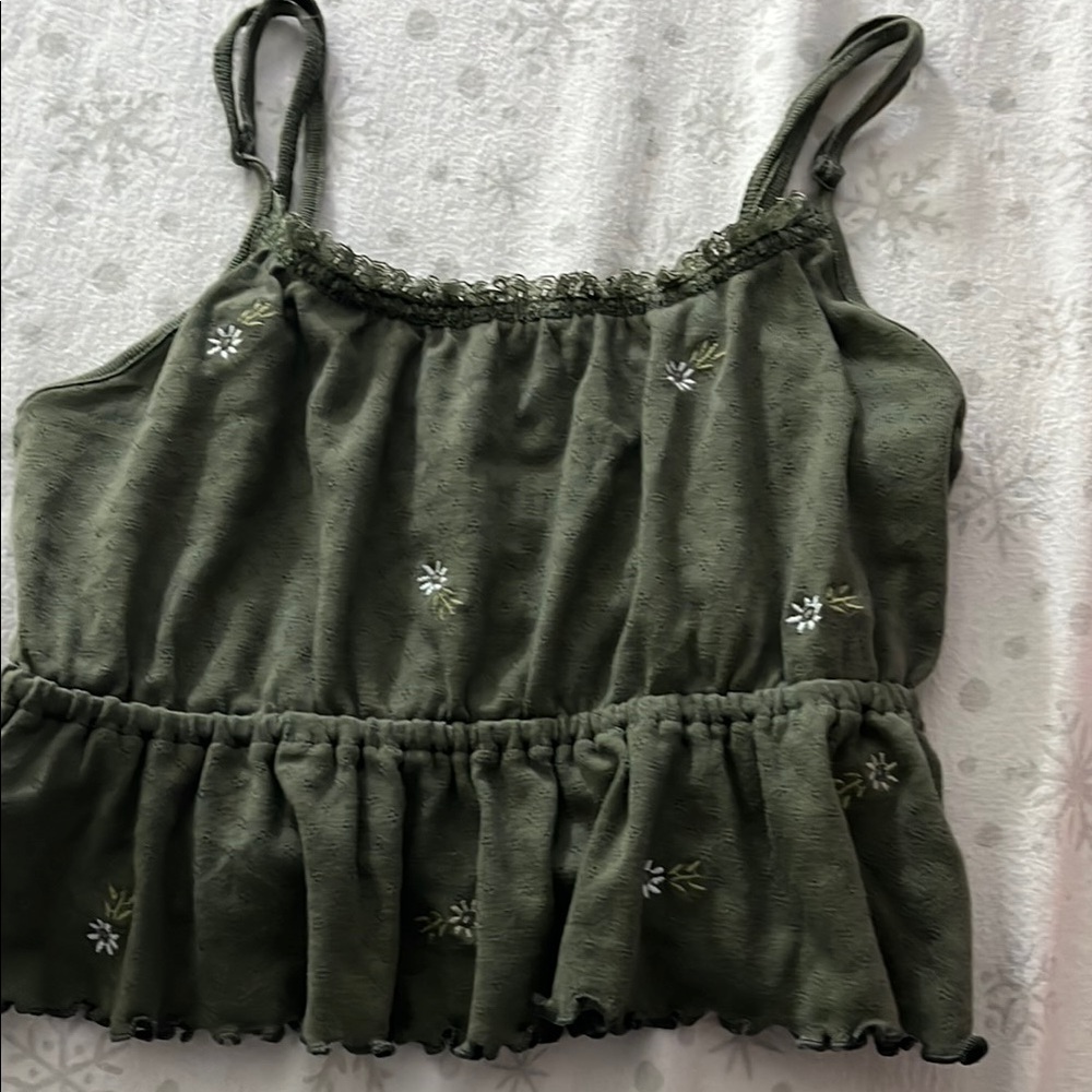 Green Embroidered Women's Top